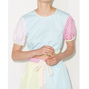 STAUD Patchwork Stripe Athena Cropped Top Size Small